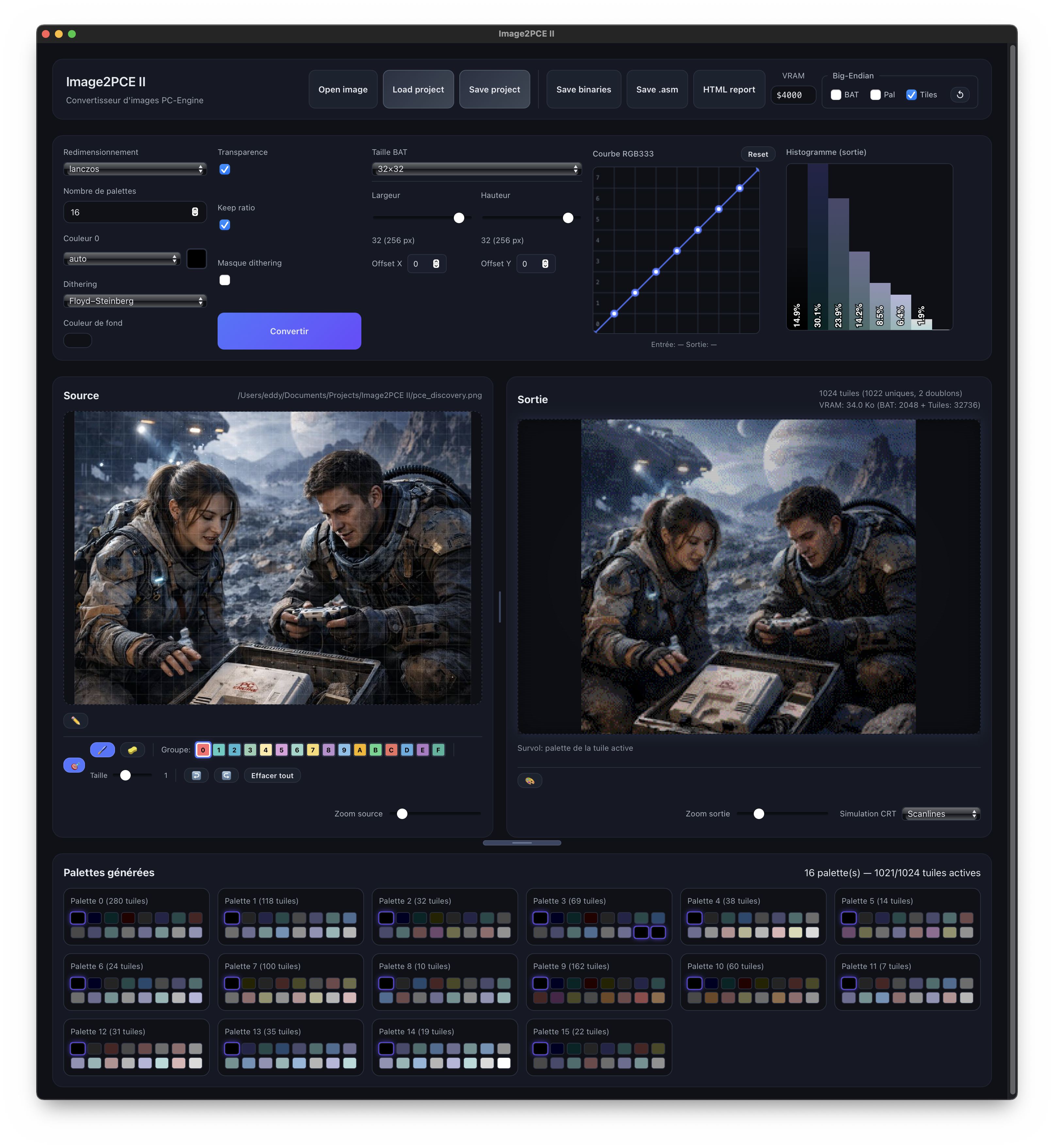 Screenshot de l'application Image2PCE